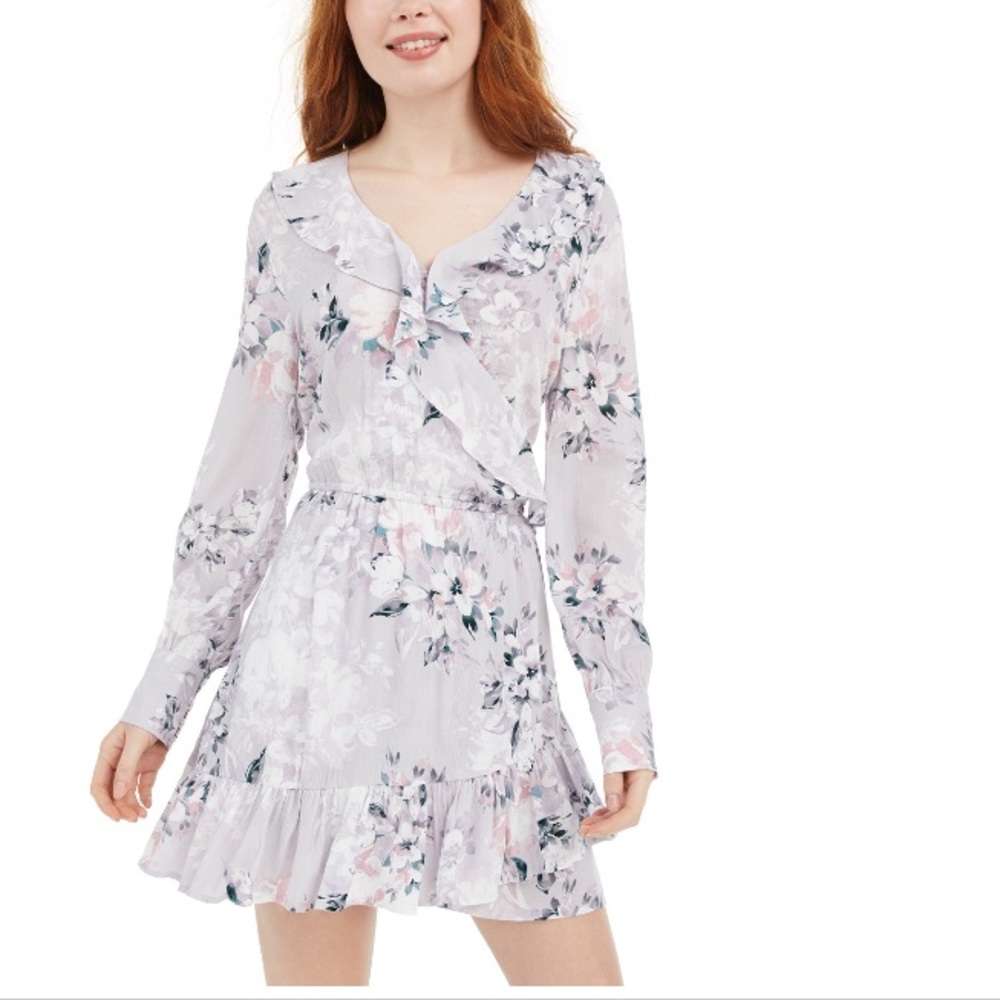 American Rag Winter Bloom Floral Ruffle Wrap Dress